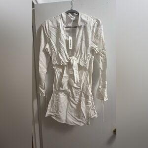 White Tie-Front long sleeve dress perfect for honeymoon